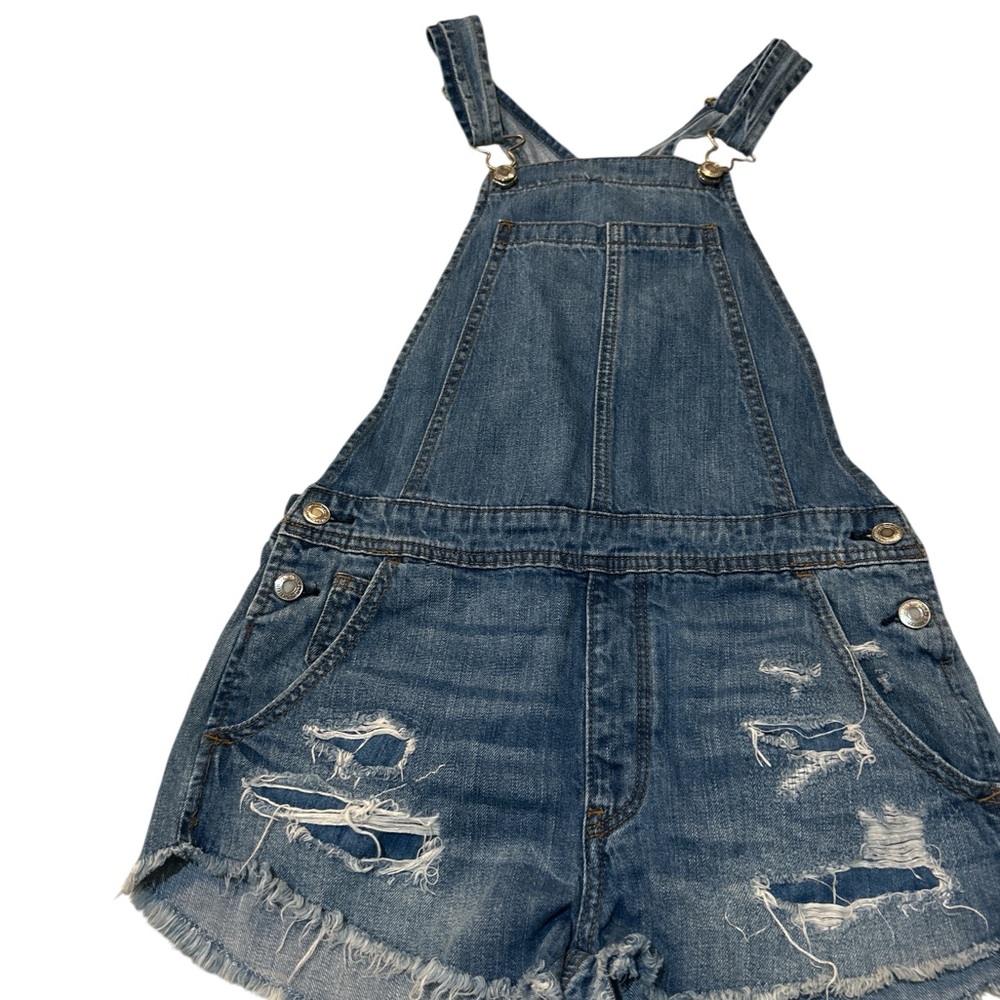 American Eagle Outfitters  Woman Distressed Blue Overalls